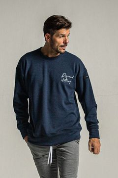 VELOURS FLEECE DORP TRAINER / アイコンロゴ 裏起毛 ルーズトレーナー ネイビー