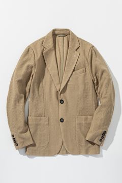 【26SS】 LINEN TOUCH JACQUARD JACKET / リネンタッチ テーラードシングルジャケット (ベージュ) (2月中旬入荷予定)