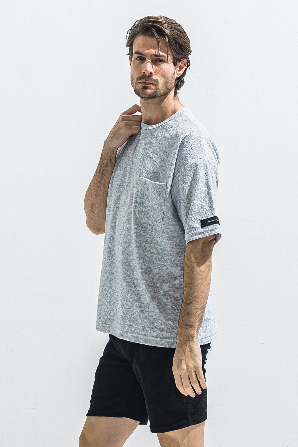 PILE OVER TEE / パイル オーバーサイズ Tシャツ （サックス） (4月中旬入荷予定) ※オーダー締切:2月15日(日)18時