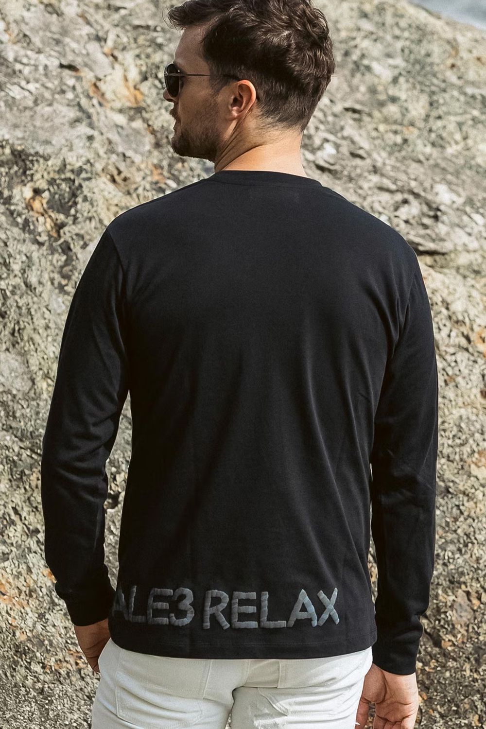 【26SS】 HAND-EMBROIDERED LOGO LONG T-SHIRT / ブランドロゴ 発泡ロゴプリント ロングスリーブTシャツ (ブラック)