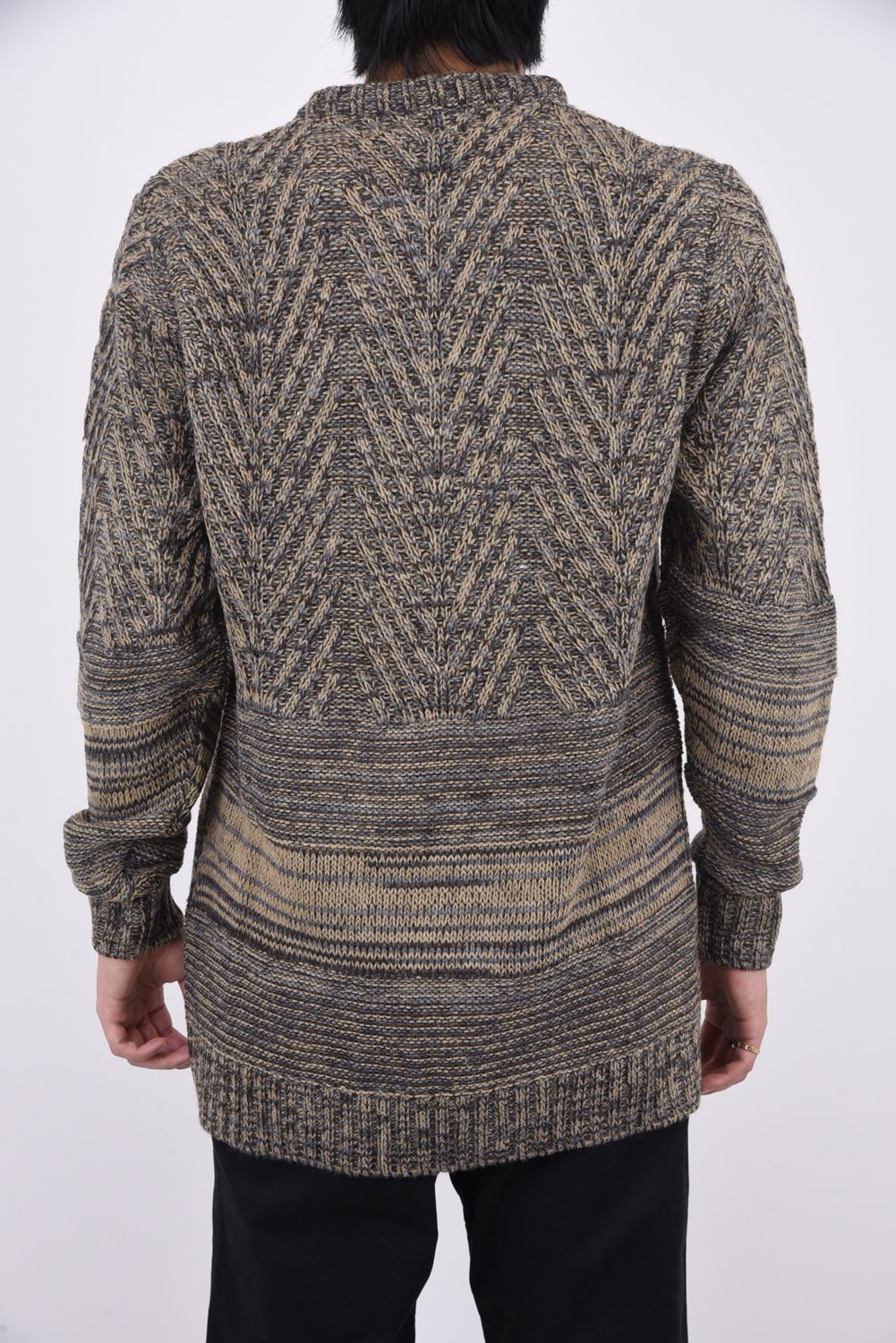 RANDOM CABLE ROUND NECK KNIT / ランダム ケーブル編み クルーネックニット ベージュ