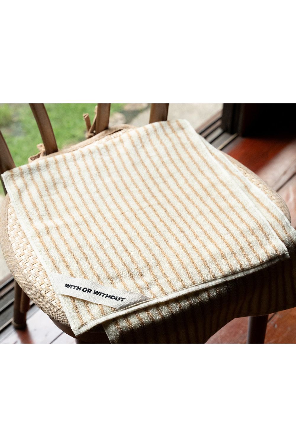 Face Towel / シルク混 フェイスタオル (アイボリーストライプ)