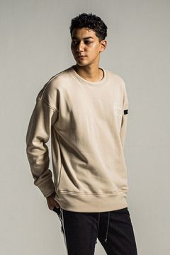 VELOURS FLEECE DORP TRAINER / アイコンロゴ 裏起毛 ルーズトレーナー ベージュ