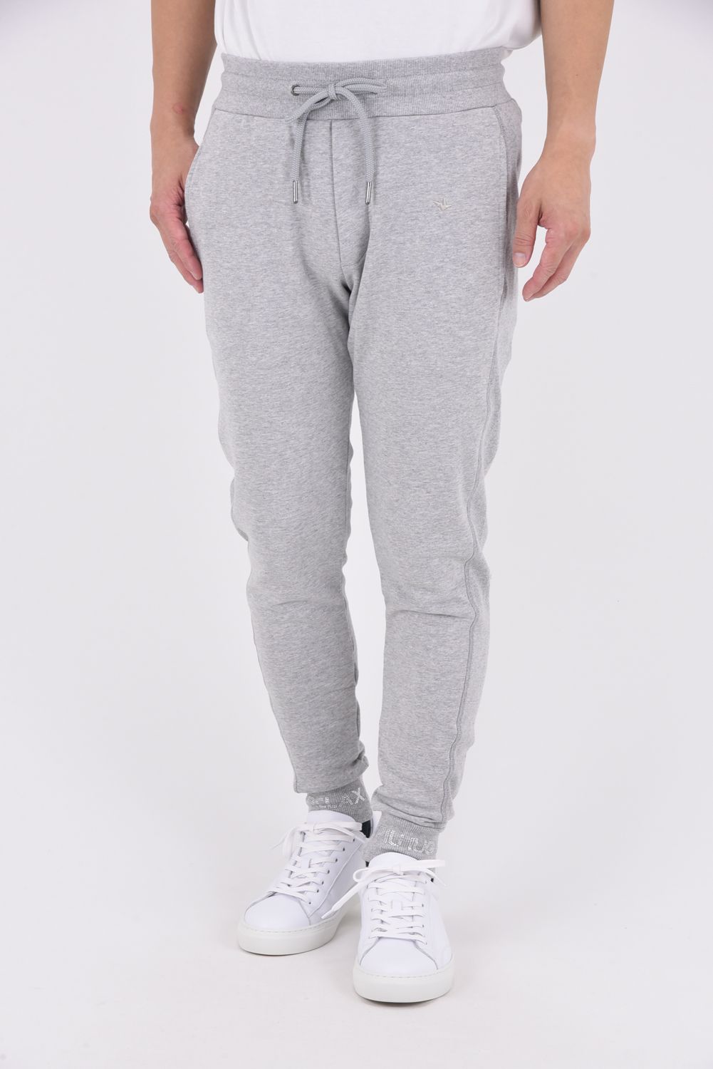 JOGGER PANTS WITH RHINESTONE CUFFS / ラインストーンヘムスウェットジョガーパンツ (グレー)