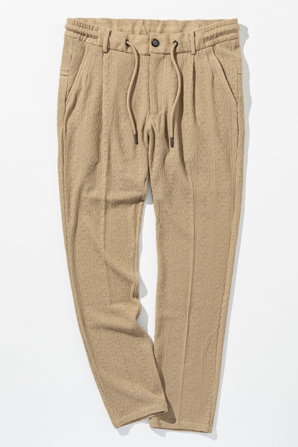 【26SS】 LINEN TOUCH JACQUARD SLACKS / リネンタッチ イージースラックス (ベージュ) (2月中旬入荷予定)