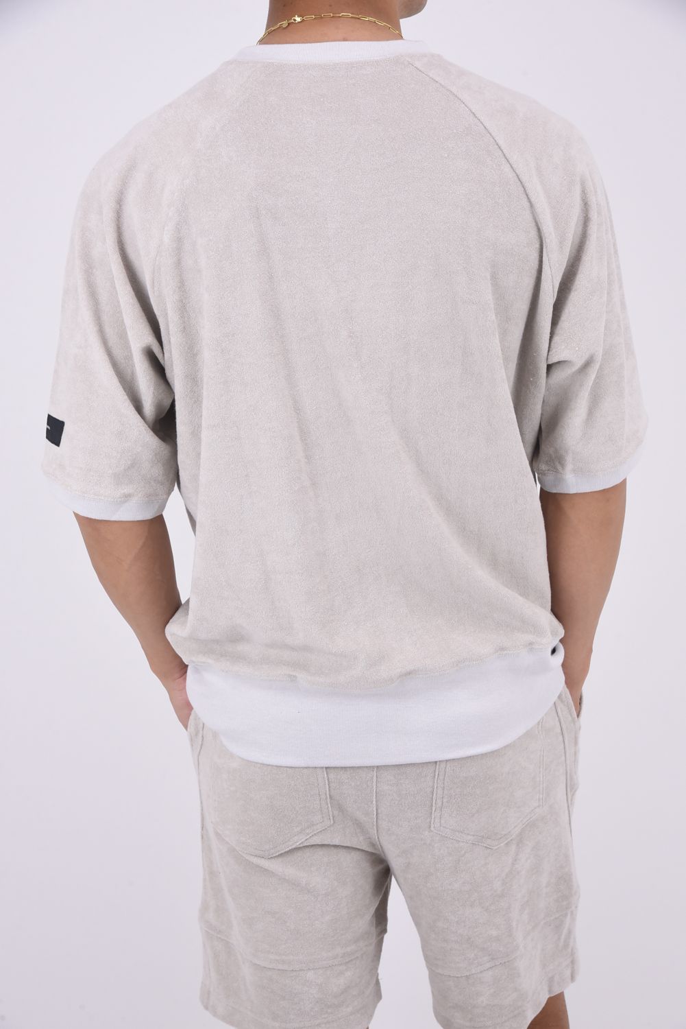 PILE HALF SLEAVE / パイル素材 オーバーサイズTシャツ グレージュ
