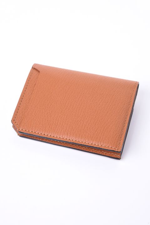 【残り1点】 SMART CARD WALLET / LA501GT2 ゴートレザー 二つ折りスマートカードウォレット (ソリッド) カラメル