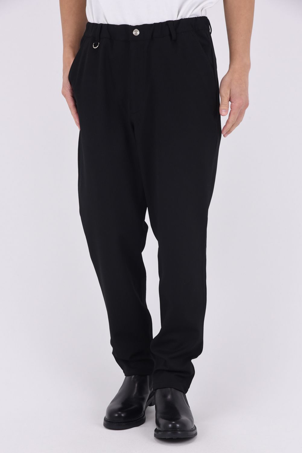 PAT WIDE EASY PANTS / ワイドテーパード イージースラックス (ブラック)