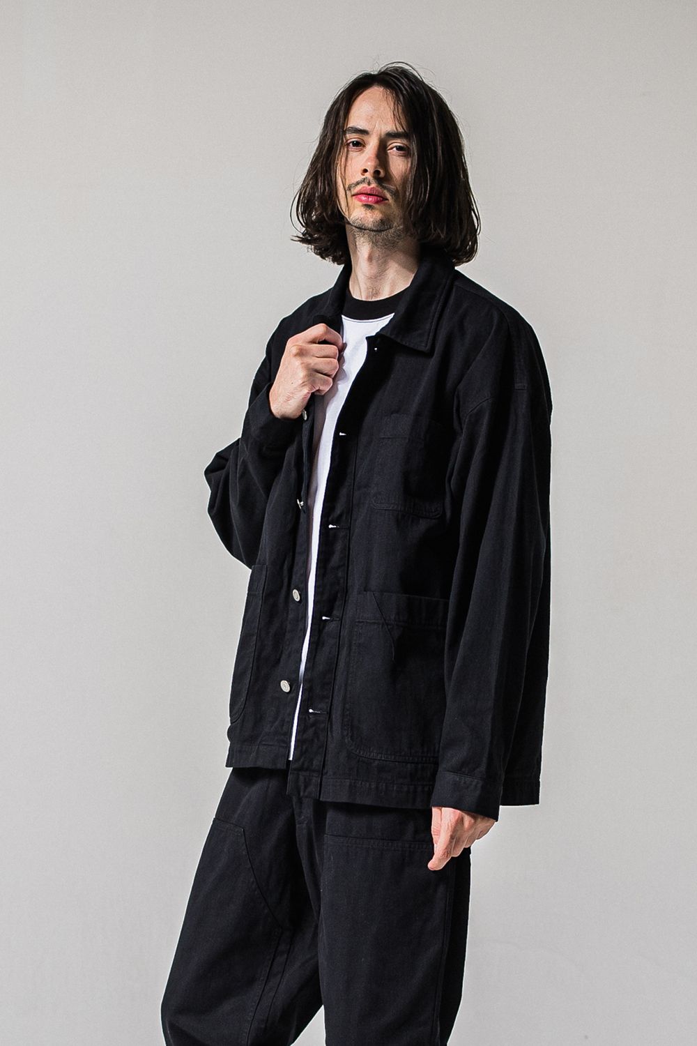 RC COVER ALL / ライトデニム カバーオールジャケット (ブラック) (2月中旬入荷予定)