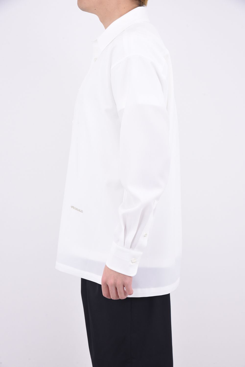 L/S BIG SHIRTS / ツイル ロゴプリント オーバーシャツ ホワイト
