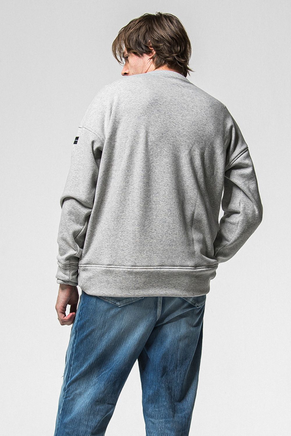 RC CHENILLE VELOURS FLEECE DROP TRAINER / RC刺繍 裏起毛 ロングスリーブ トレーナー (グレー) (11月上旬入荷予定) ※オーダー締切：9月1日(月)18:00
