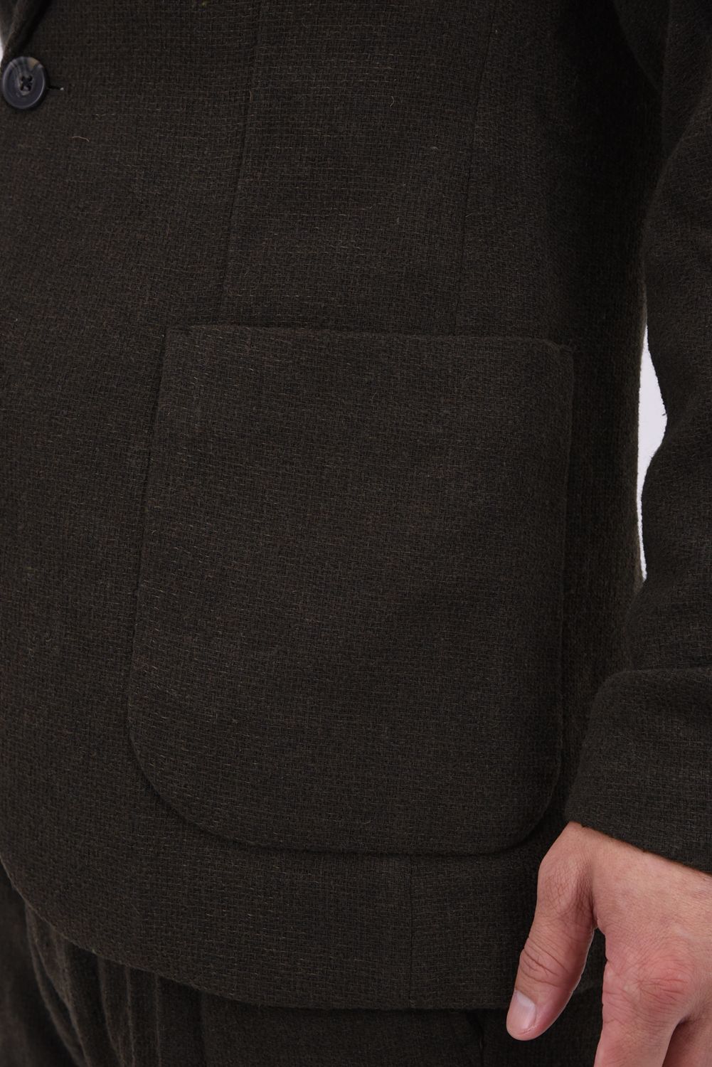 【26AW】【セットアップ】 WOOL-BLEND CAMO-EMBOSSED JACKET & SLACKS / ウール混 エンボスカモフラージュ テーラードシングルジャケット&イージースラックス (カーキ)