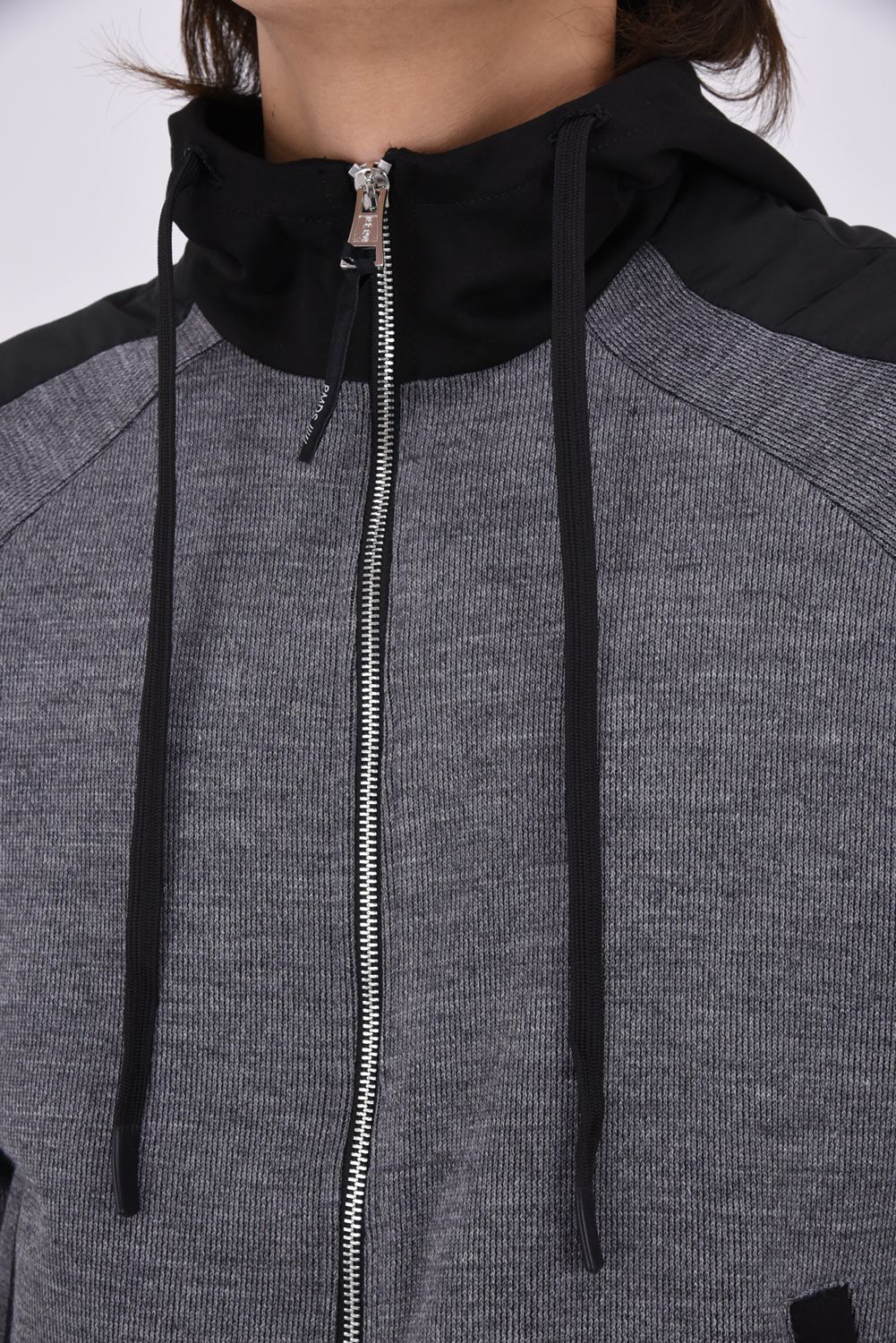 【LEON10月号掲載】【26AW】 ICON JACKET / ウール混 ツートーン ジップアップ スウェットパーカー (グレー)