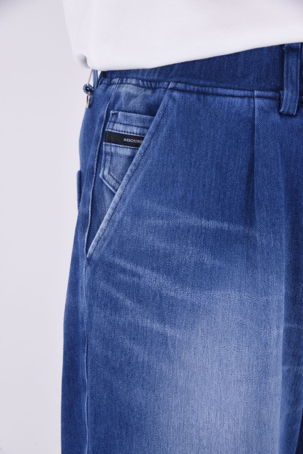 DENIM JERSEY WIDE PT / ジャージデニム セミワイド ワンタック スラックス型イージーパンツ ダークインディゴ
