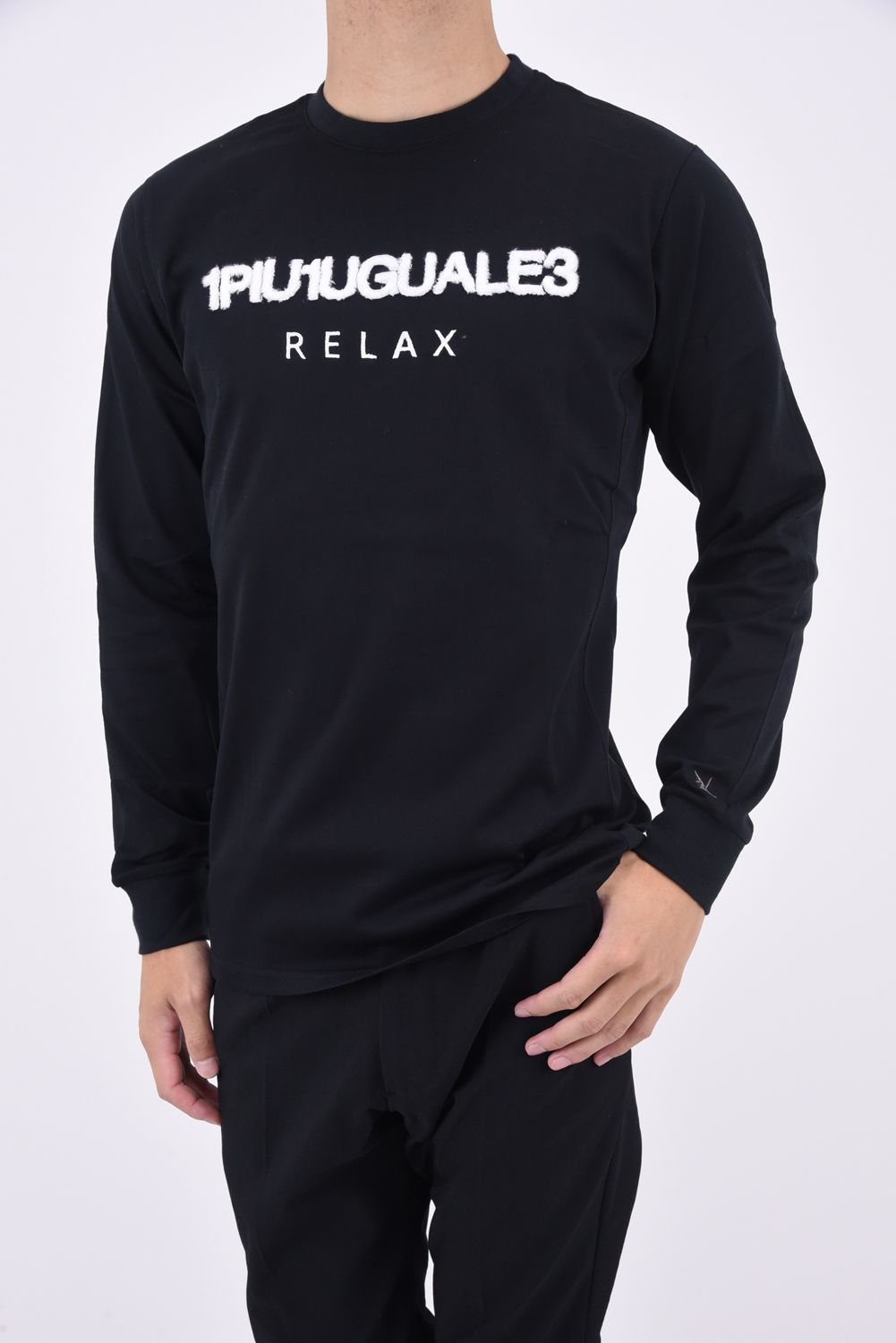 1PIU APPLIQUÉ LONG-SLEEVED T-SHIRT / ボアロゴ 刺繍 ロングTシャツ ブラック