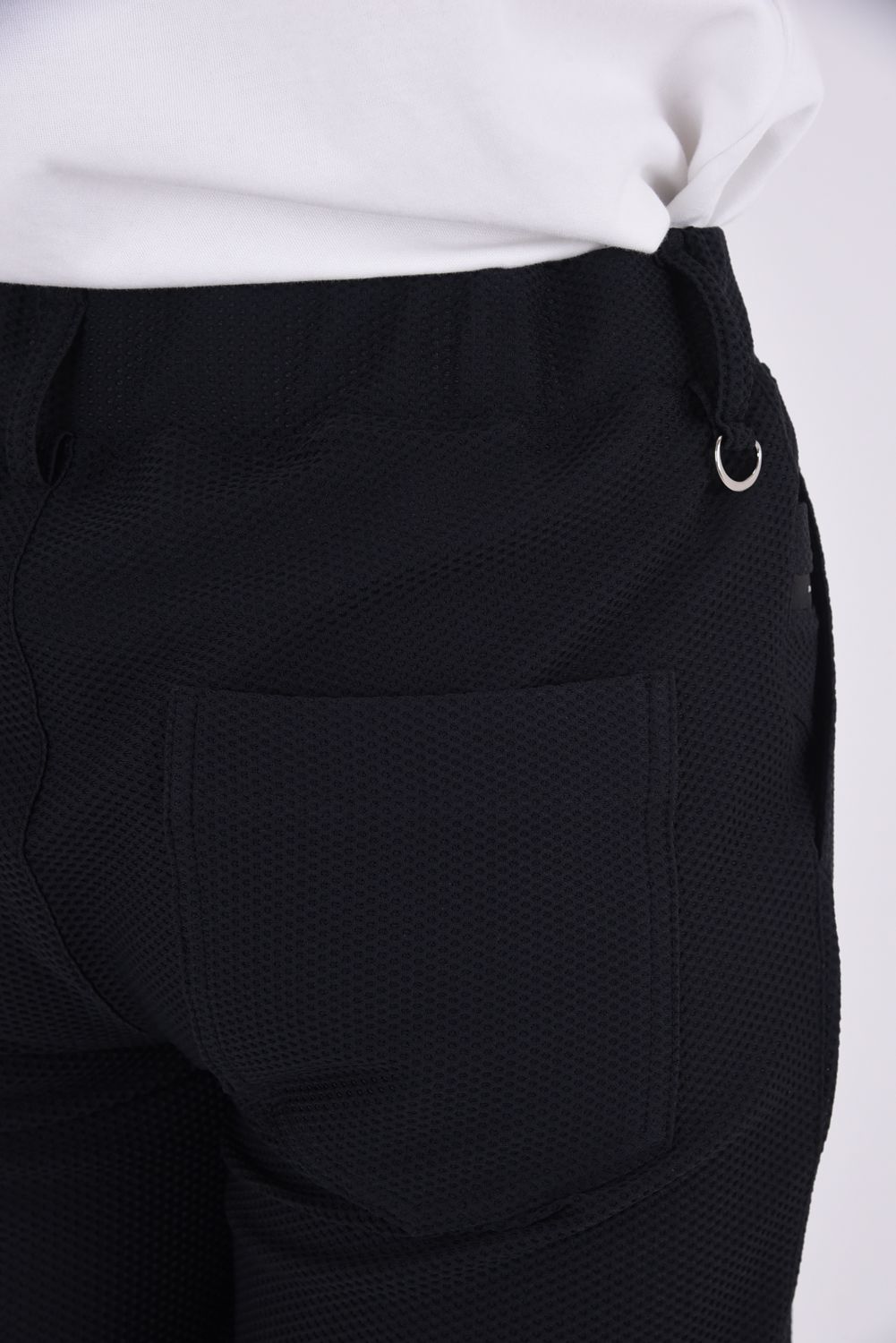 CHRIS EASY TUCK PANTS / ストレッチメッシュトリコット スラックスイージータックパンツ (ブラック)