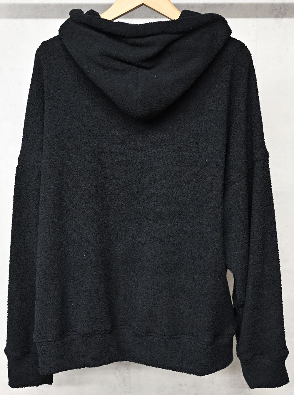 MOLE YARN PILE ZIP LOOSE HOODIE / モールパイル オーバーサイズ ジップアップパーカー ブラック