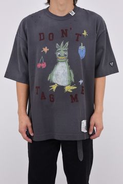 KIDS DOODLE T-shirt / キャラクタープリント 刺繍ワッペン Tシャツ (ブラック)