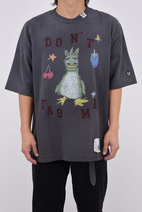 KIDS DOODLE T-shirt / キャラクタープリント 刺繍ワッペン Tシャツ (ブラック)