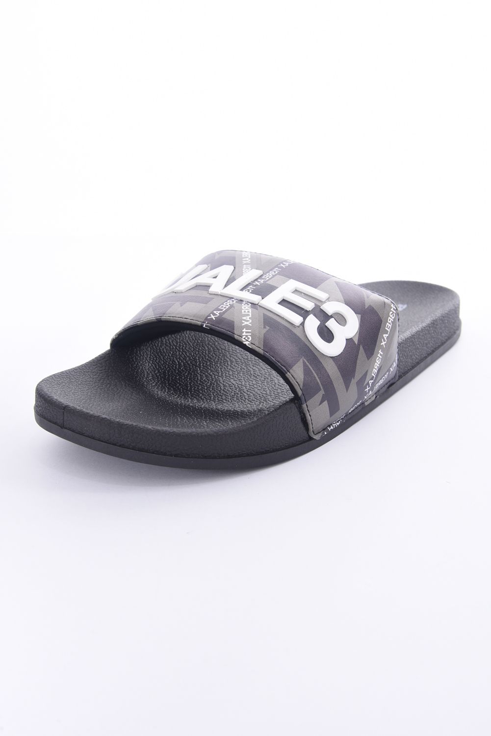 GEOMETRIC PRINT SANDALS / ジオメトリック柄 シャワーサンダル チャコール / ブラック