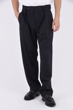BOX-PLEATS PANTS STRETCH JERSEY / ボックスプリーツパンツ ストレッチジャージー ブラック