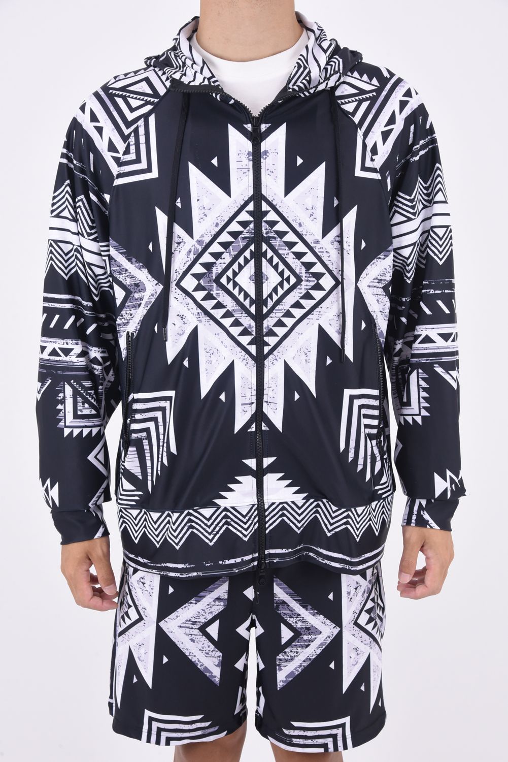 RUSH ZIP HOODIE / ラッシュガード ジップパーカー ネイティブブラック