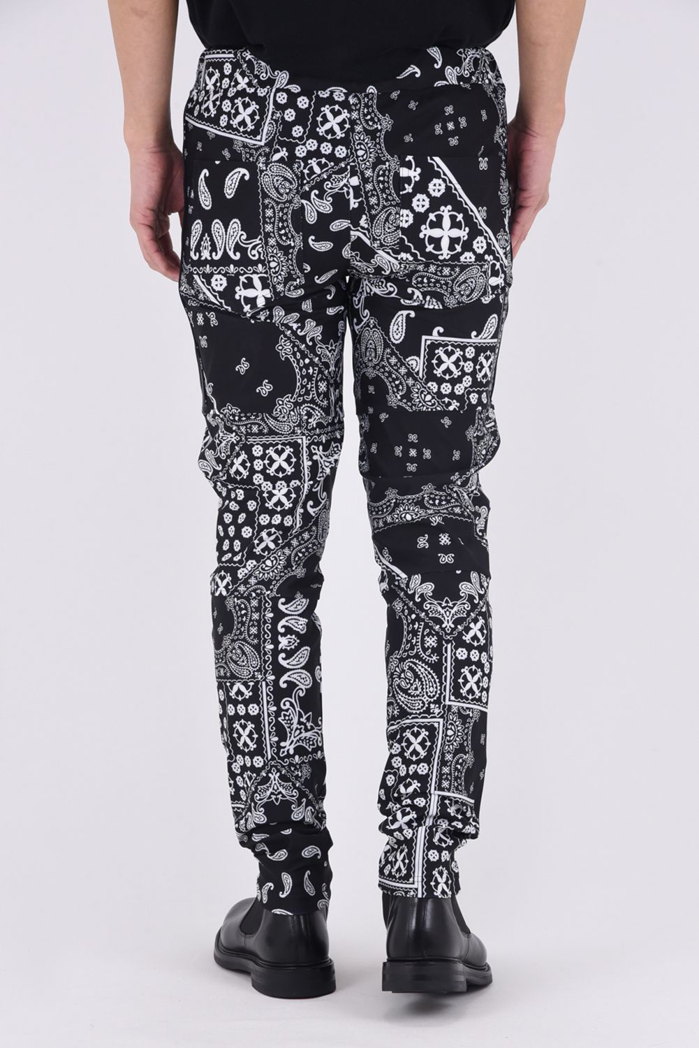 Johnson LINE PT / 360°ストレッチ バンダナ柄 ジョンソンラインパンツ (ブラック)