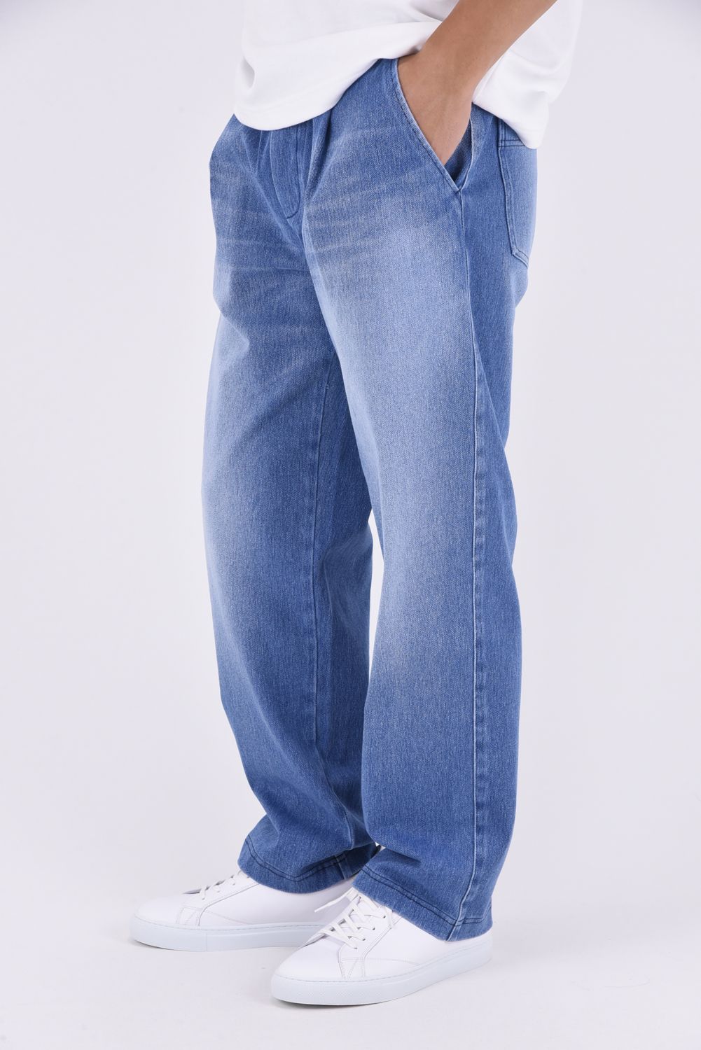 EX DENIM JERSEY WIDE PT / スラックス型 ワイドシルエットジャージーンズ ライトインディゴ