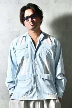GUAYABERA SHIRTS / リラックスシルエット ストライプ柄 キューバシャツ (サックス) (3月中旬入荷予定) ※オーダー締切12/13(土)17:00