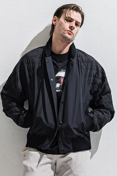 PB VARSITY JACKET / ラグランスリーブ ダイヤモンドキルティング バーシティジャケット (ブラック) (2月中旬入荷予定) ※オーダー締切12/13(土)17:00