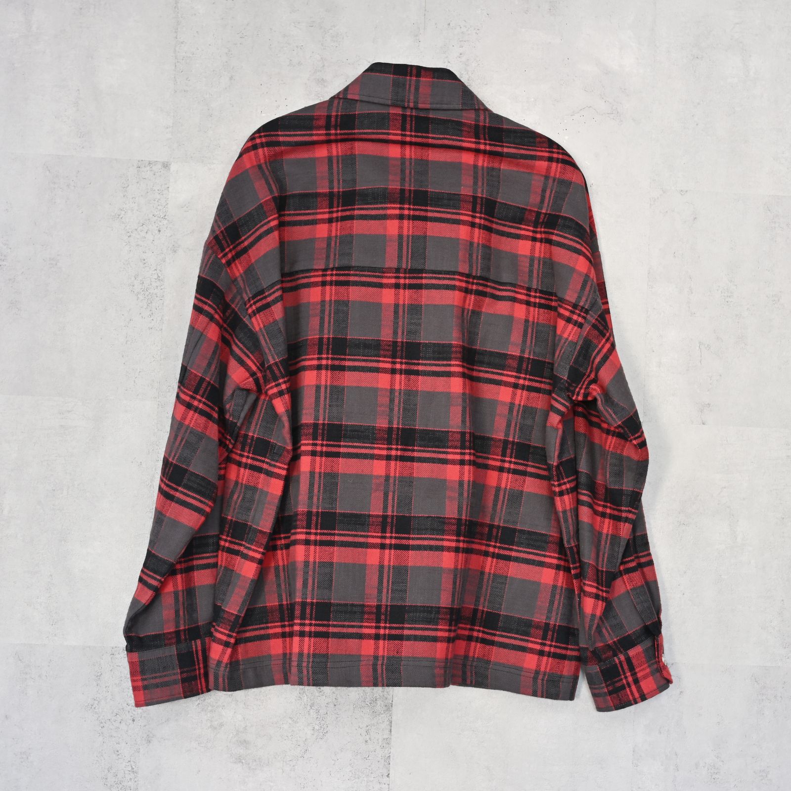 old slabl check  JK  / スラブチェック柄 オーバーサイズ ヴィンテージネルジャケット (レッド) (12月末入荷予定) ※オーダー締切:9月7日(月)17時