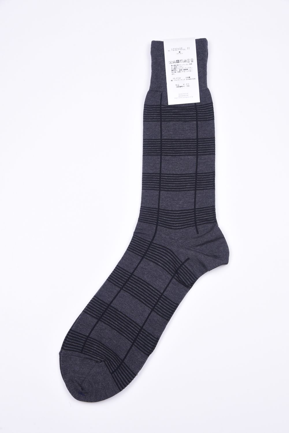 DRESS CHECK RIB / 日本製 ガスシルケットコットン リブソックス グレー