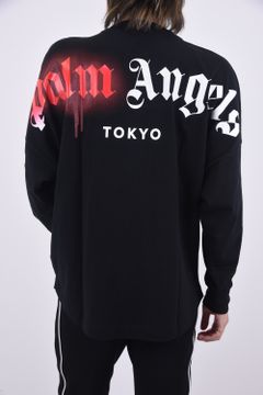 LA SPRAYED LOGOTEE L/S / ロゴプリント スプレー クルーネック ロングスリーブ Tシャツ ブラック