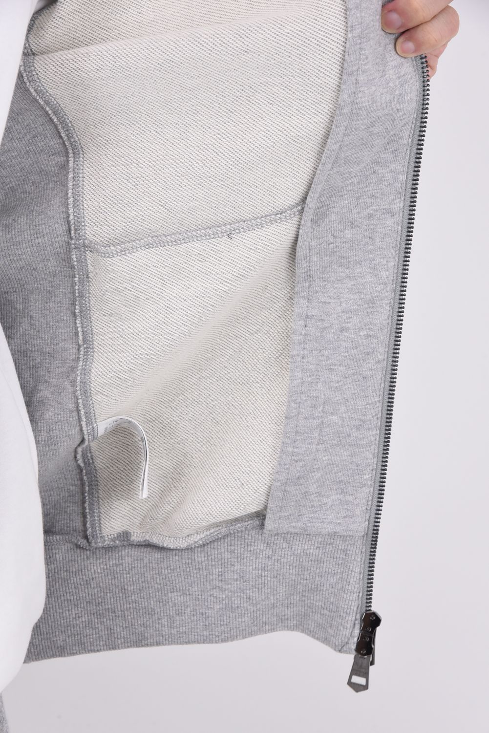 HOODIE WITH RHINESTONE CUFFS / ラインストーンカフスウェットジップパーカー (グレー)