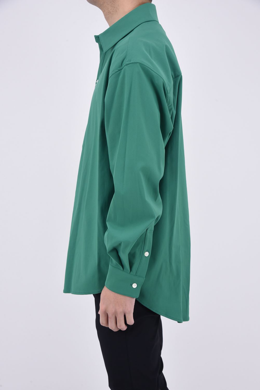 NYLON JACK SHIRTS / 【定番】 Aラインシルエット ナイロンシャツ グリーン