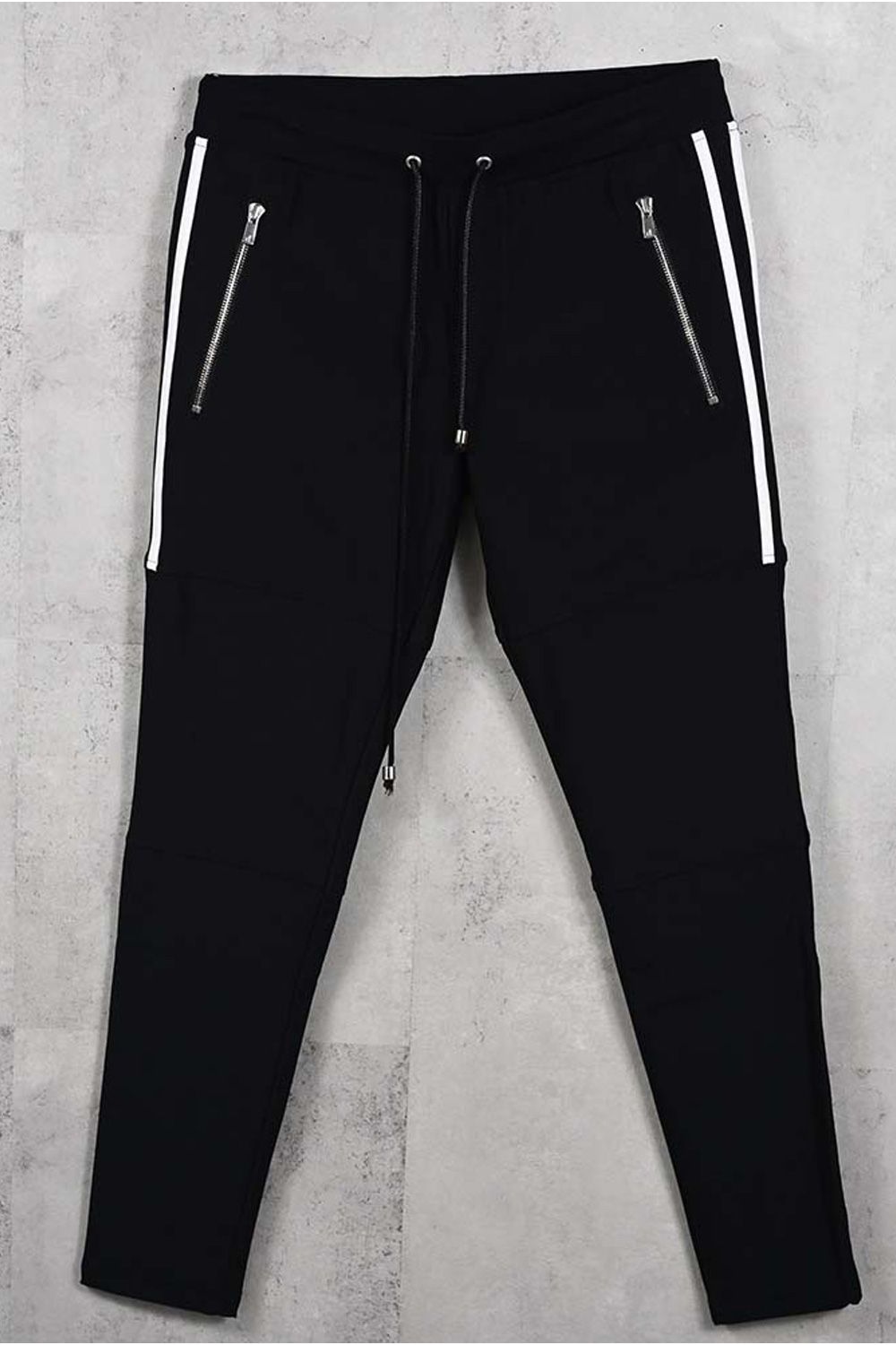 JOHNSON LINE HEAT PT / 【定番商品】 裏起毛 ハイブリットジャージー ラインパンツ (ブラック/ホワイト) (10月末入荷予定) ※オーダー締切：9月1日(月)18:00