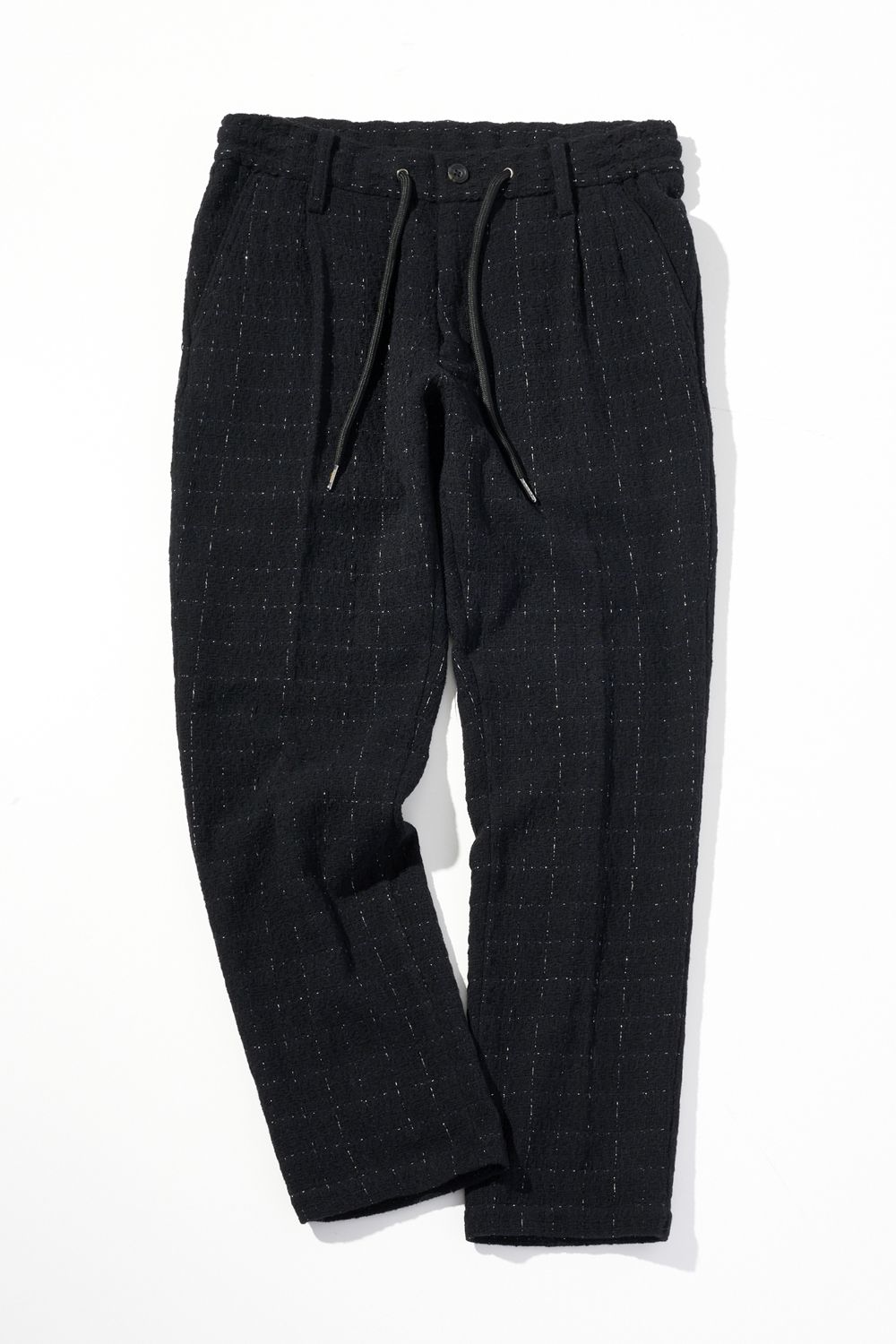 【26AW】【セットアップ】 LAME SQUARE JACQUARD JACKET / ファンシーツイード テーラードシングルジャケット&イージースラックス (ブラック) (9月上旬入荷予定)