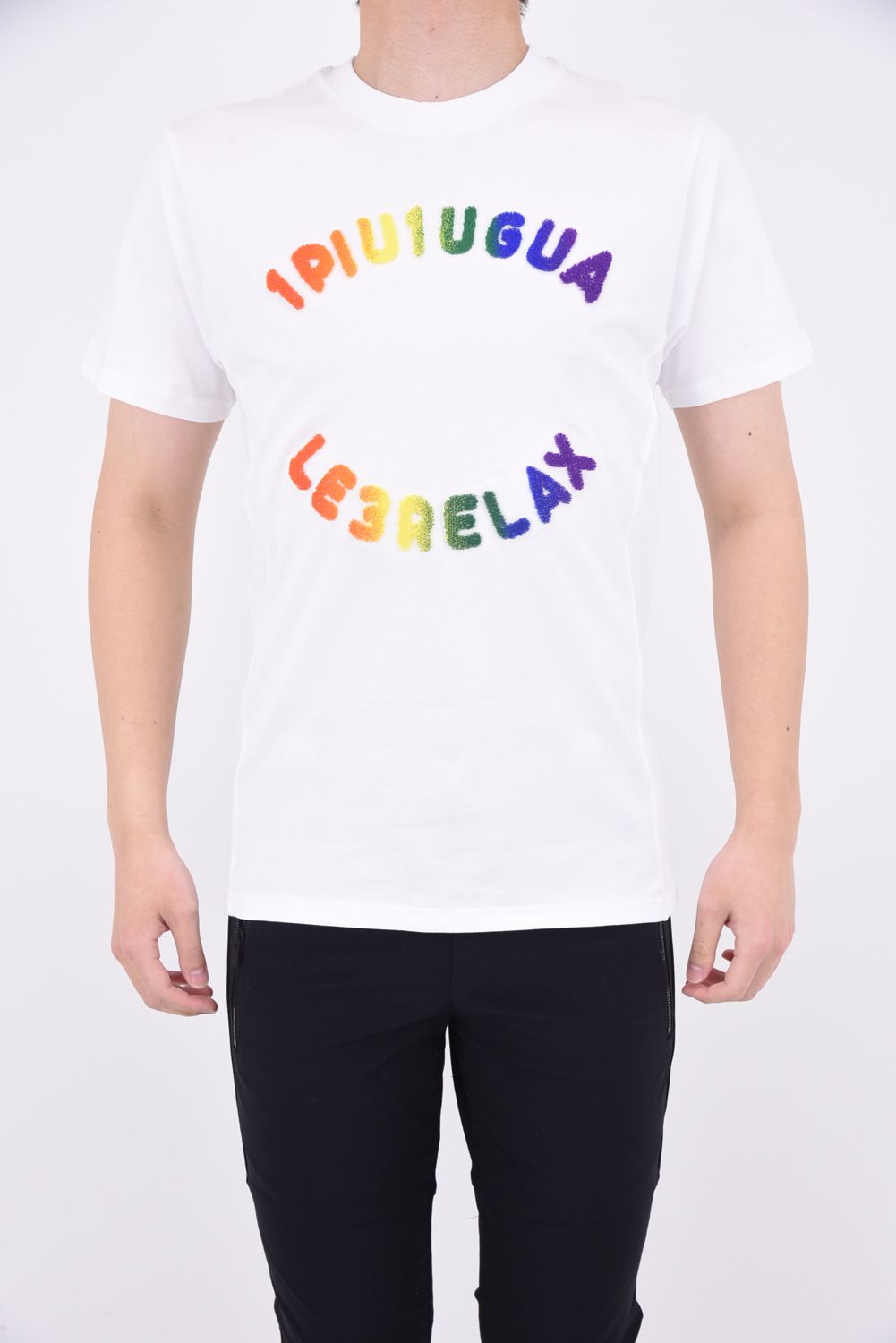 RAINBOW TOOTHBRUSH EMBROIDERY T-SHIRTS / レインボー サークルロゴ 半袖Tシャツ ホワイト