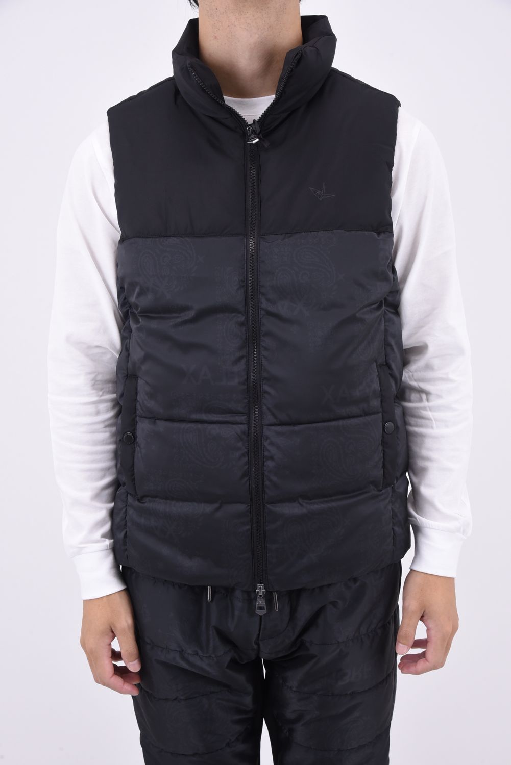 1PIU PAISLEY VEST / コンビネーション 中綿ベスト ブラック