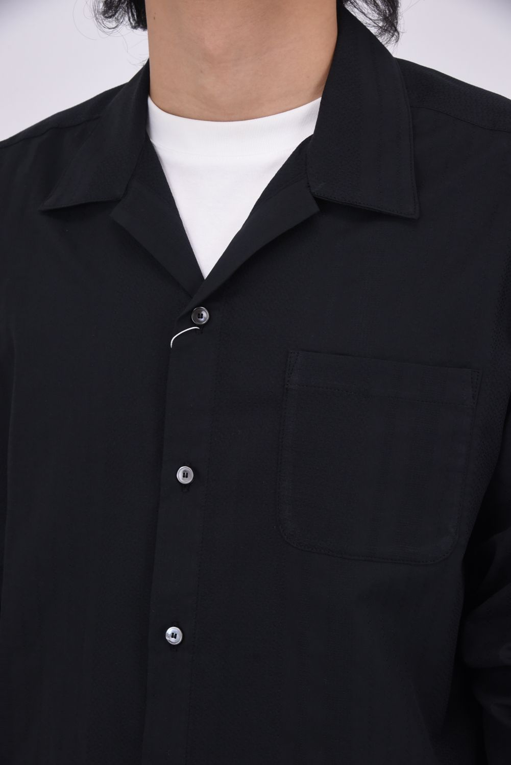 ZACK SHIRTS / Aラインシルエット オープンカラーシャツ ブラック