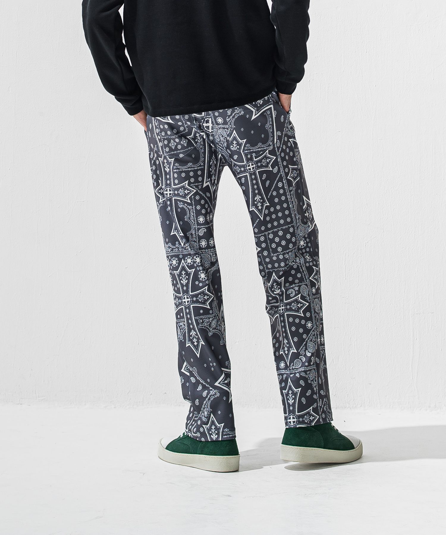 CHRIS EASY WIDE TUCK PANTS / ハイテンショントリコット ワンタック セミワイド イージーパンツ (クロスグレー) (1月上旬入荷予定) ※オーダー締切:9月7日(月)17時)