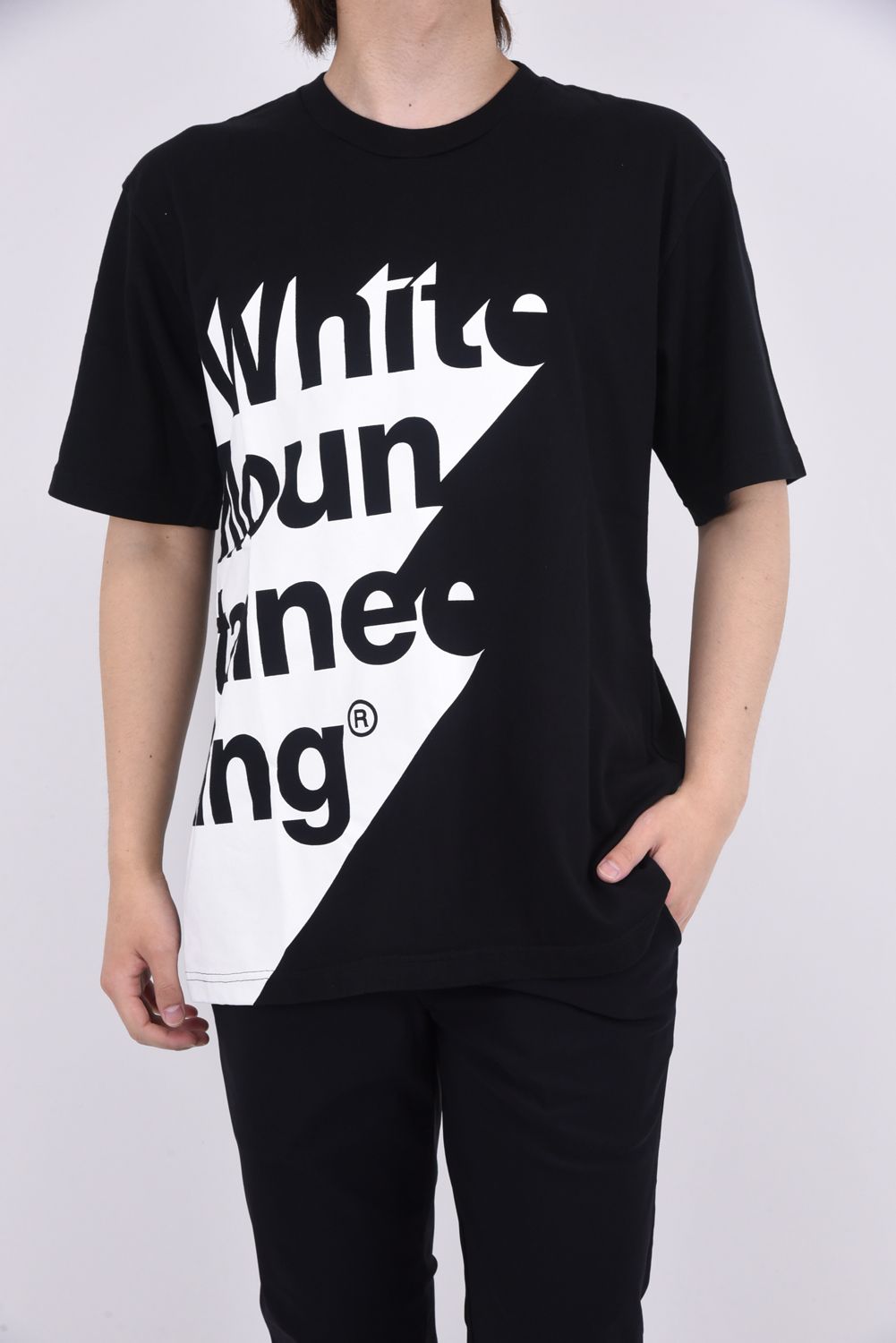 SHADOW LOGO PRINTED T-SHIRT / シャドーロゴ プリント クルーネック Tシャツ ブラック