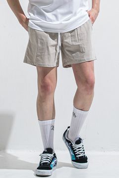 TV NYLON SHORTS / 高機能ナイロンマイクロファイバー リラックスショートパンツ (グレージュ) (6月上旬入荷予定) ※オーダー締切:2月15日(日)18時