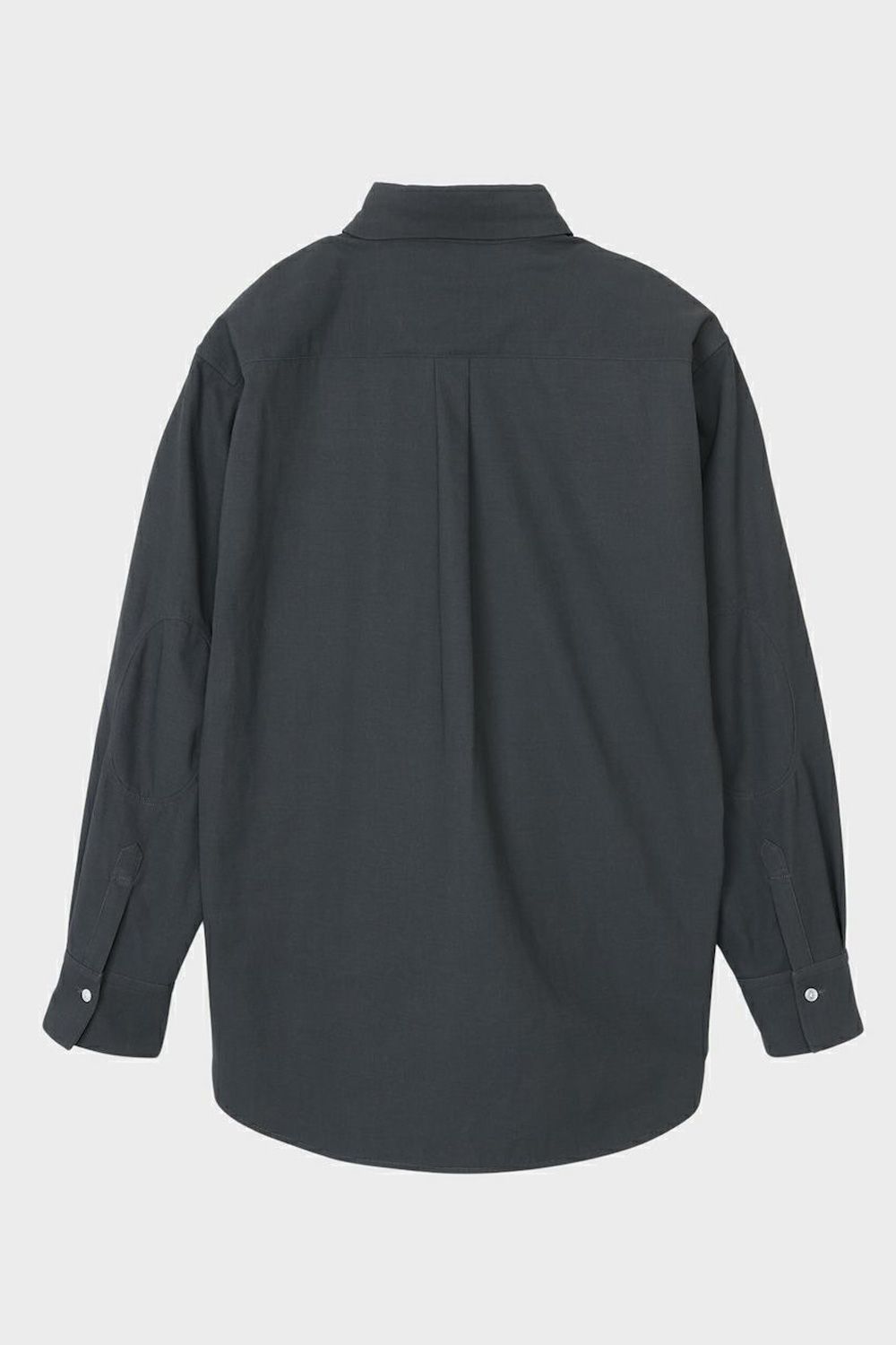 COTTON TWILL ELBOW PATCH DETAIL SHIRT / チャコールブラック