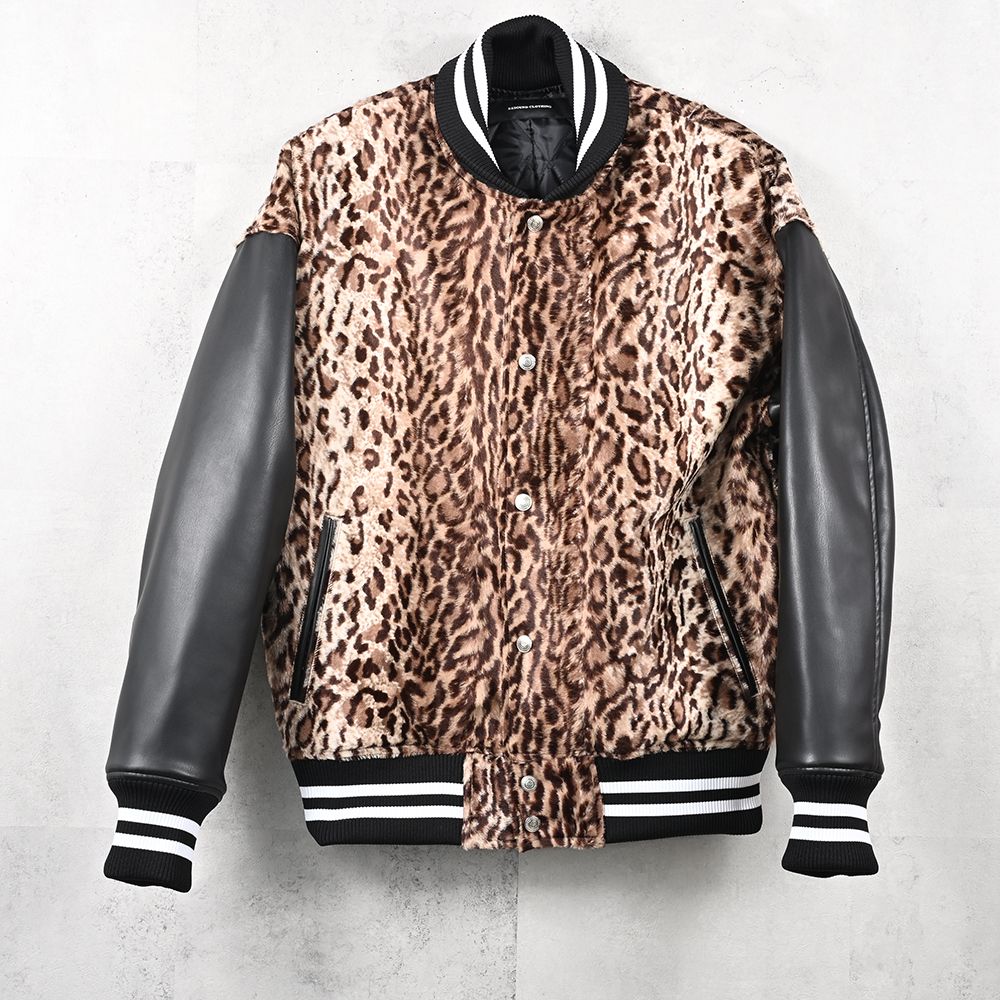 Varsity jacket / エコファー エコレザースリーブ スタジャン (レオパード) (10月末入荷予定) ※オーダー締切:5月23日(土)17時