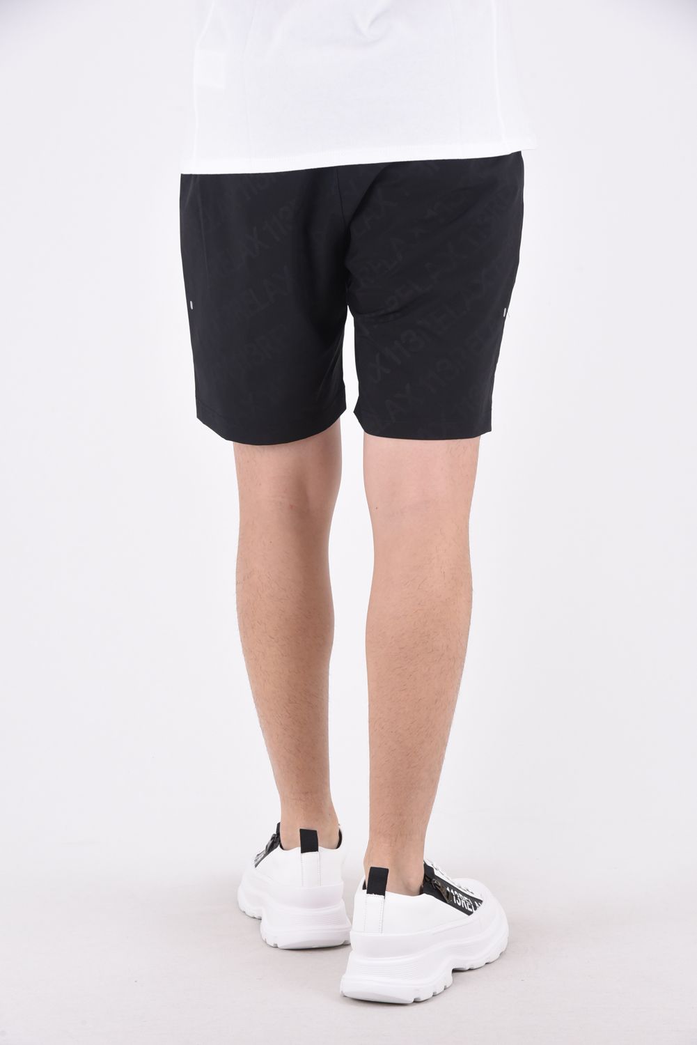 RUNNING DIAGONAL LOGO  SHORT PANTS  / ランニング ダイアゴナル ロゴ ショートパンツ ブラック