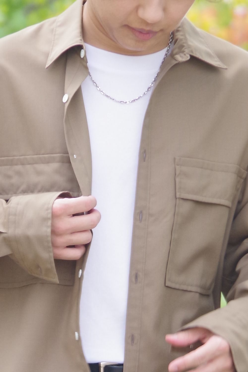 W POCKET SHIRT WOOL TROPICAL / ウォッシャブルウール ダブルポケットシャツ ベージュ