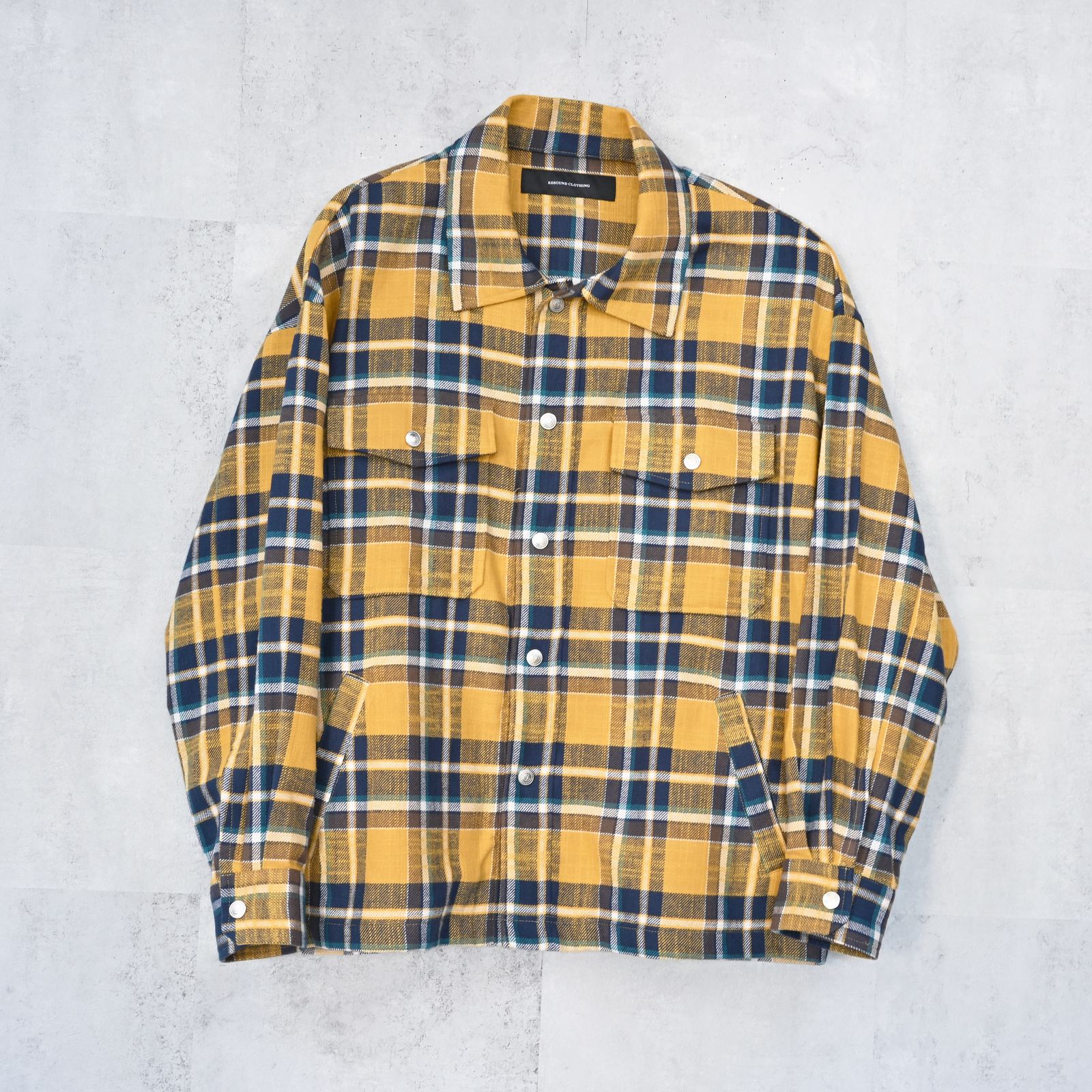 old slabl check  JK  / スラブチェック柄 オーバーサイズ ヴィンテージネルジャケット (イエロー) (12月末入荷予定) ※オーダー締切:9月7日(月)17時