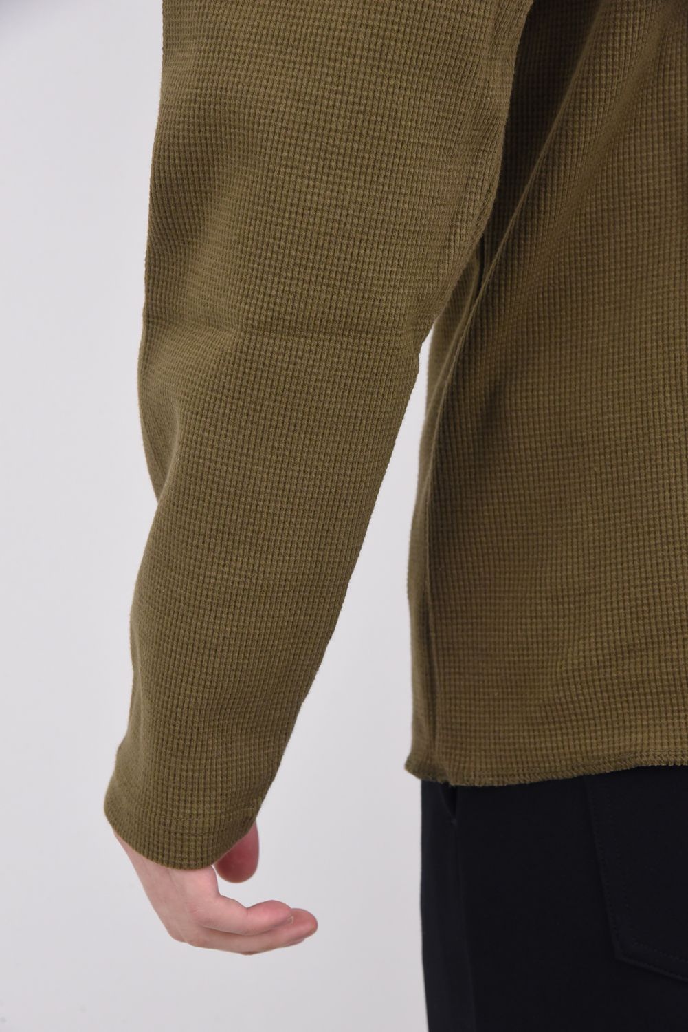 ST COTTON WAFFLE THERMAL / 【定番】 ロングスリーブ カットオフサーマル カーキ