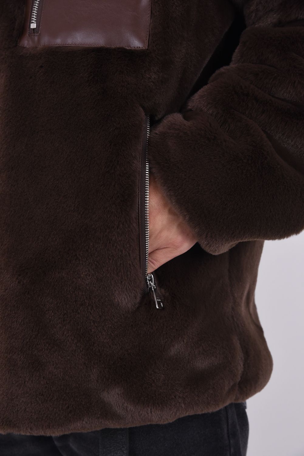 MASCALI (マスカリ) / フード付き ボアブルゾン (ブラウン)